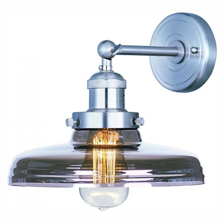 Maxim One Light Satin Nickel Mirror Smoke Glass Wall Light 25067MSKSN/BUI